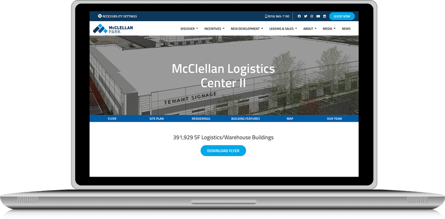 image of laptop displaying home page of mcclellan logistics center II