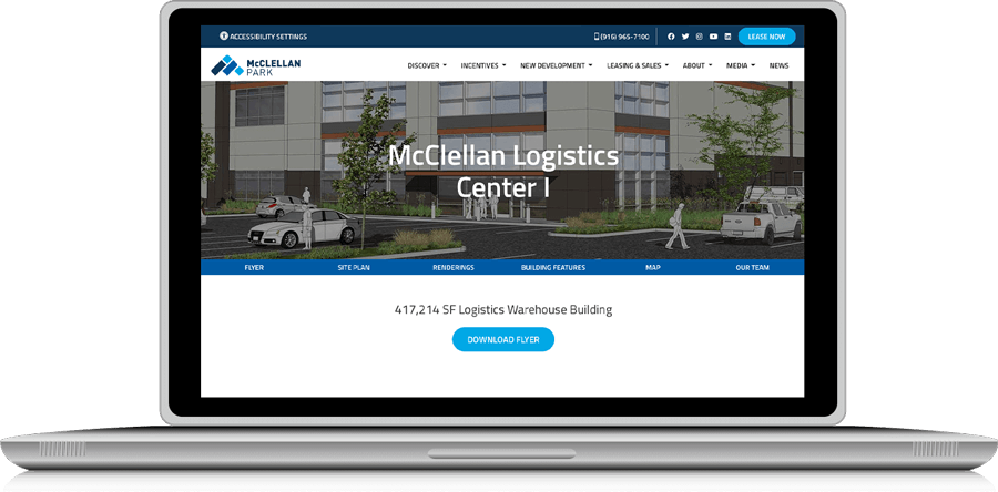 image of laptop displaying home page of mcclellan logistics center