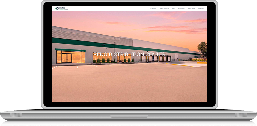image of laptop displaying home page of reno logistics website